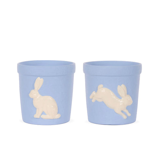 Assorted Embossed Blue Lapin Planters - Sitting or Jumping