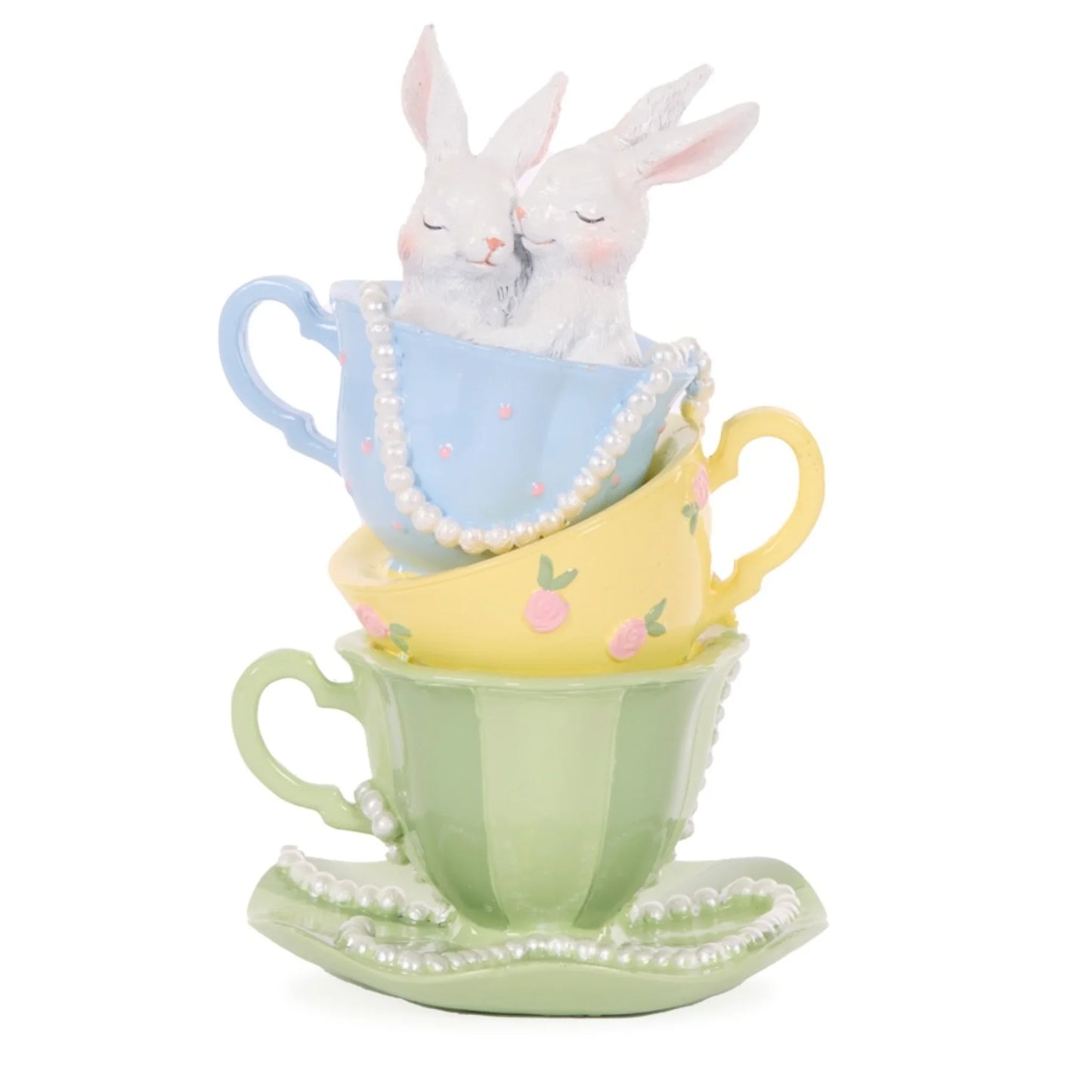 Happy Bunnies In Teacups - 19cm