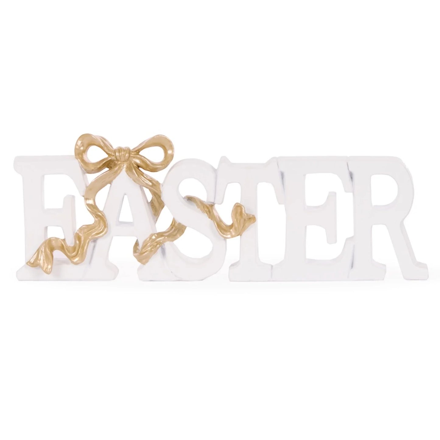 Gilded Easter Sign With Bow - 8.8cm