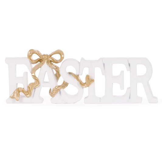 Gilded Easter Sign With Bow - 8.8cm