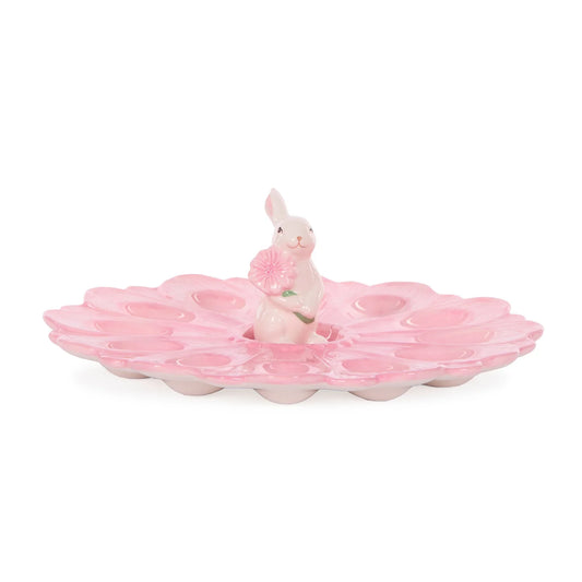 Pink Ceramic Bunny Egg Plate 30cm