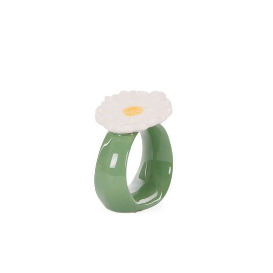 White Zinnia Napkin Ring