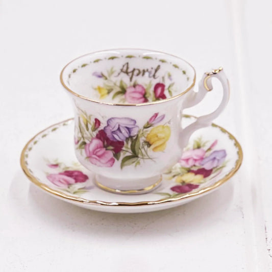 Royal Albert Vintage Flower of the Month April Demitasse Duo