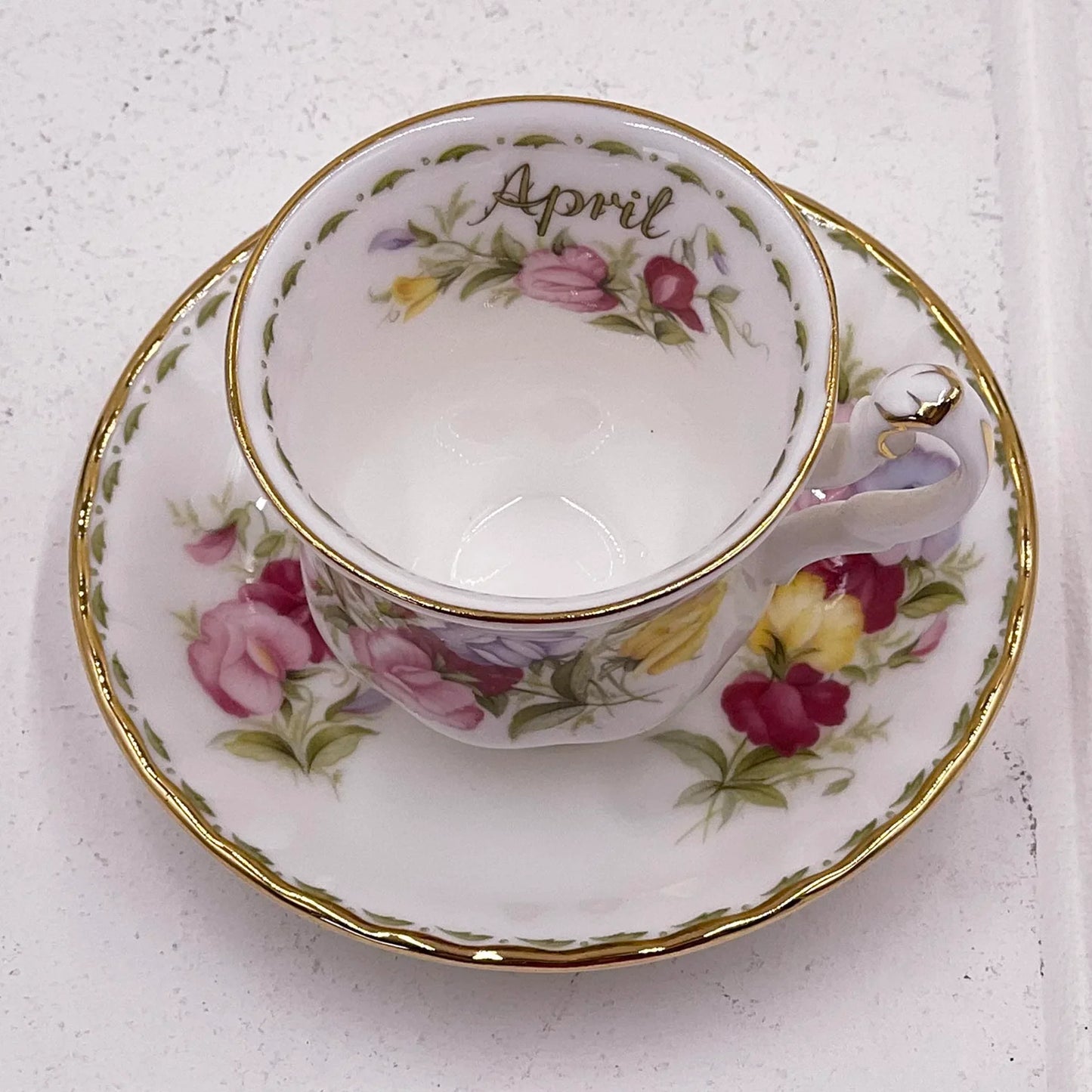 Royal Albert Vintage Flower of the Month April Demitasse Duo