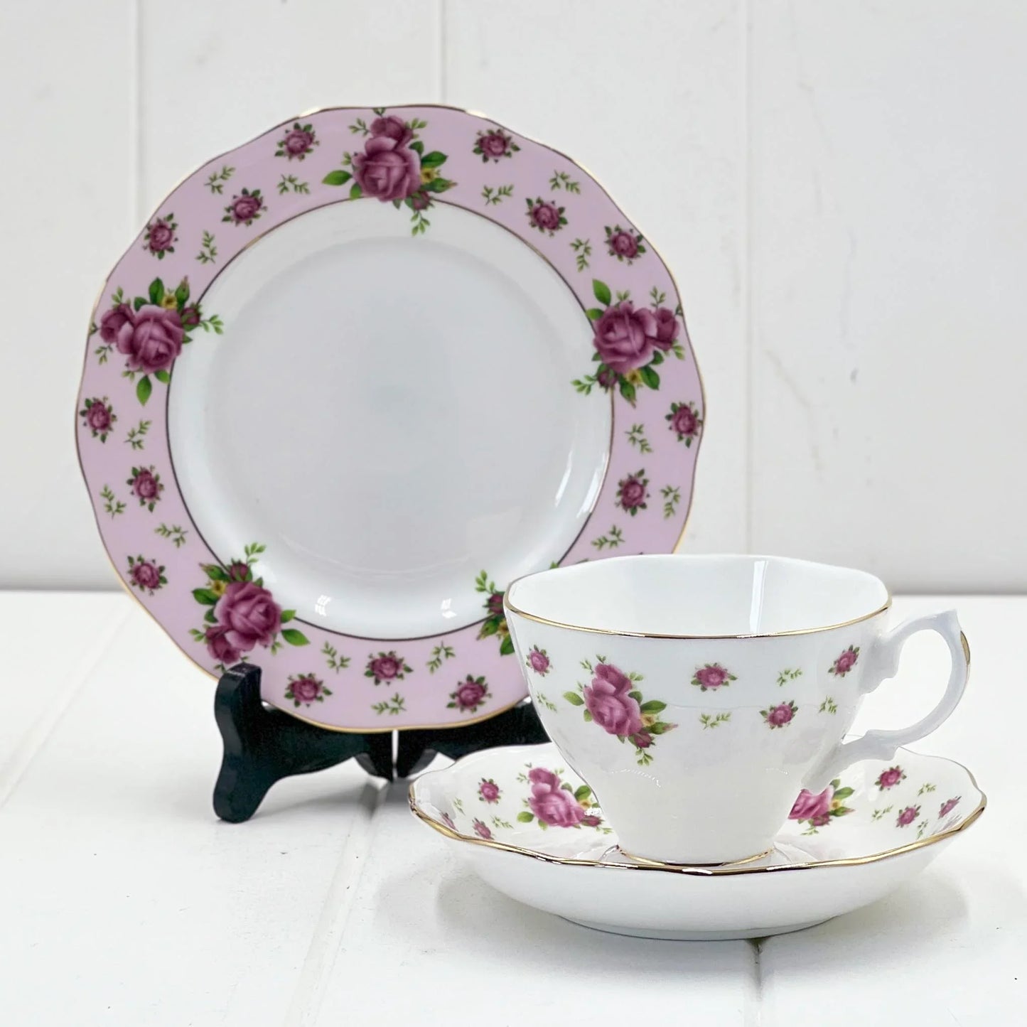 Royal Albert New Country Roses Pink White Trio - Rare Pink Side Plate