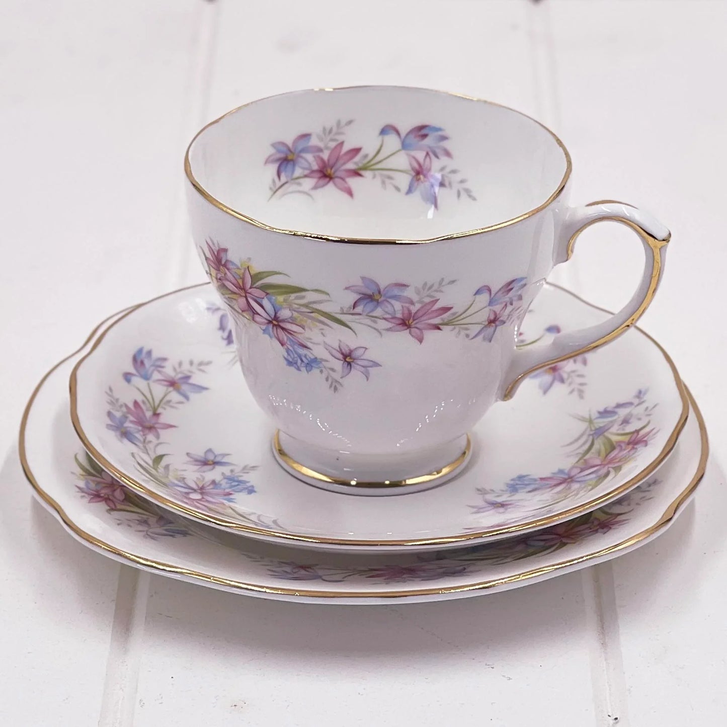 Duchess Riversong Trio - English Bone China Cup Saucer Side Plate