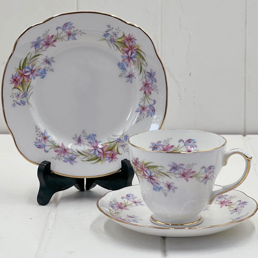Duchess Riversong Trio - English Bone China Cup Saucer Side Plate