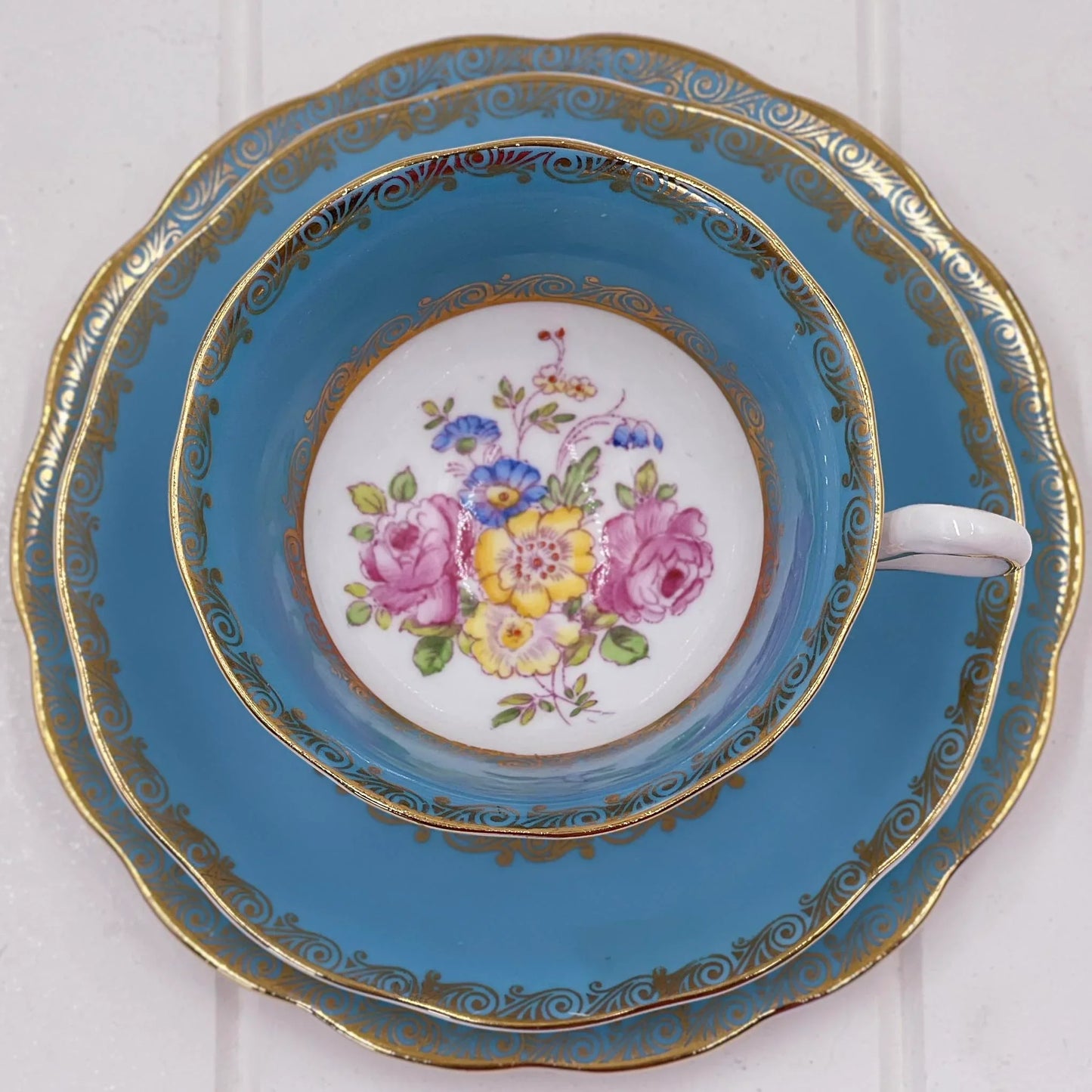 Royal Albert 1097 Blue Trio - Turquoise Border England Bone China