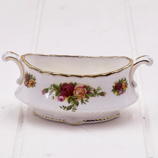 Royal Albert Old Country Roses Mustard Pot - Vintage England Twin Handles