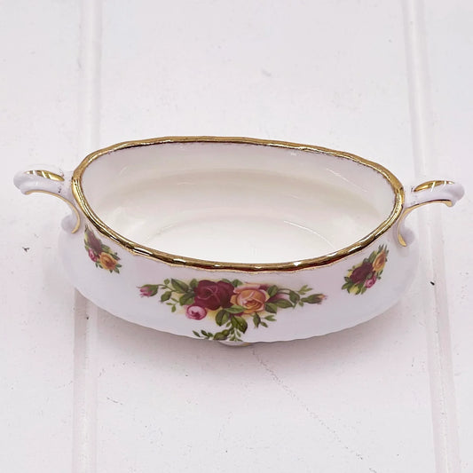 Royal Albert Old Country Roses Mustard Pot - Vintage England Twin Handles