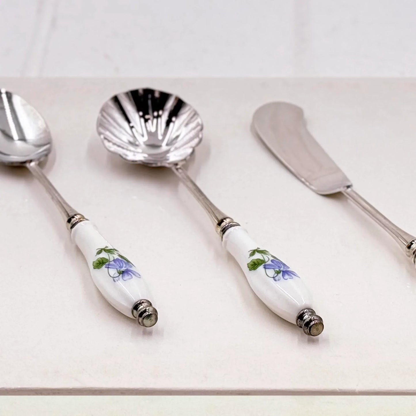 Vintage Japanese Purple Floral Serving Set (8 pieces)