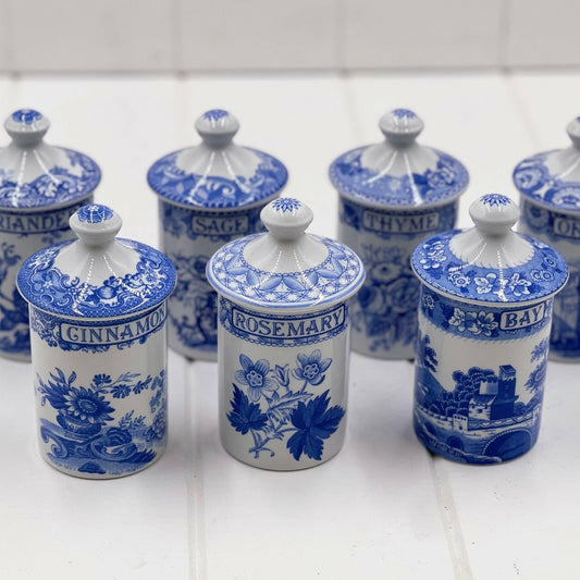 The Spode Blue Room Collection Spice Jars (set 7).