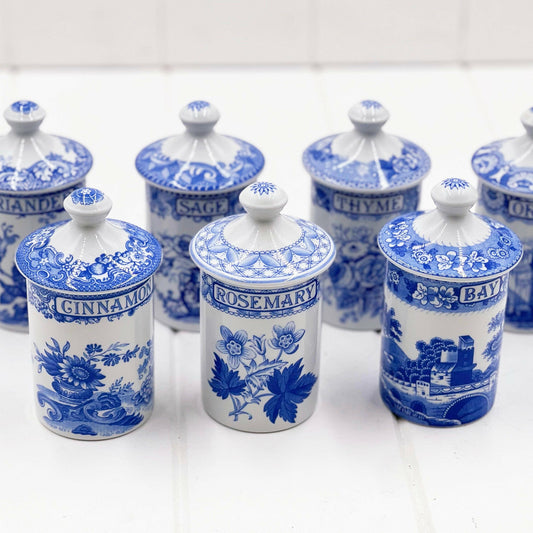 The Spode Blue Room Collection Spice Jars (set 7).