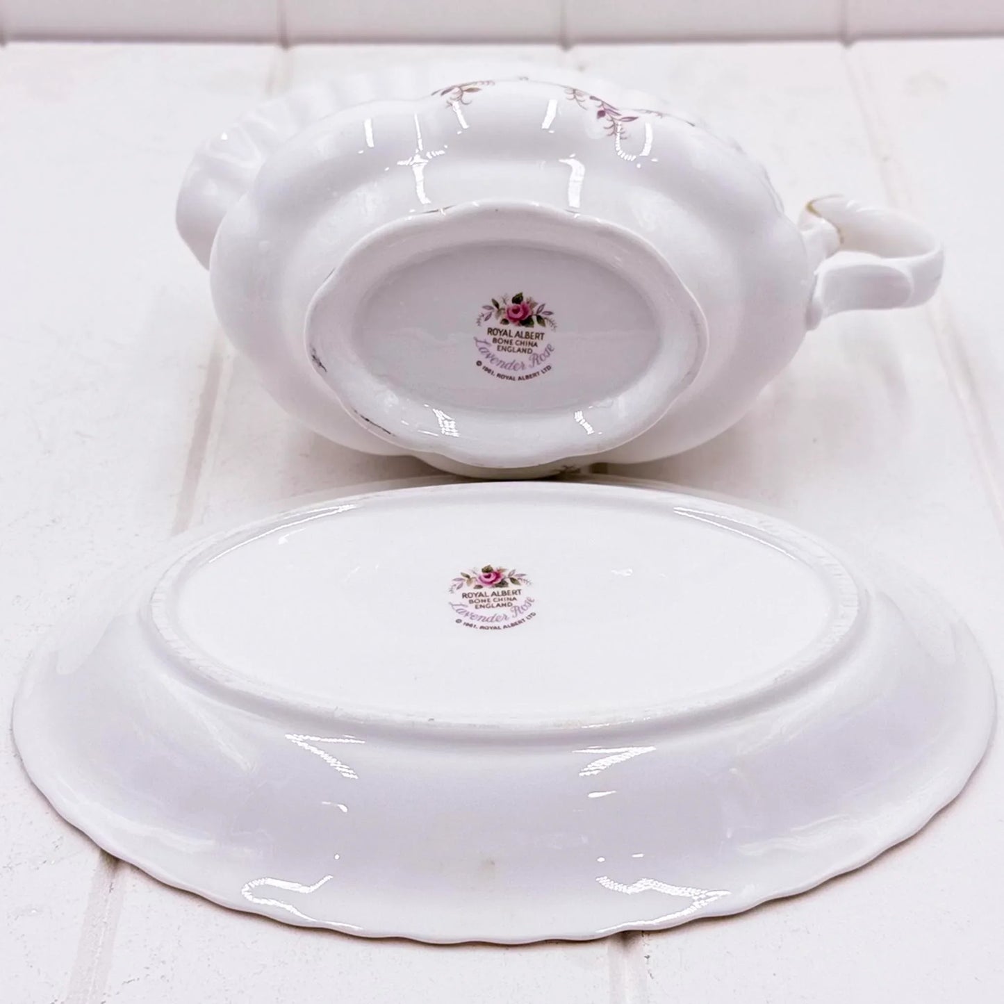 Royal Albert Vintage Lavender Rose Gravy Boat & Underplate