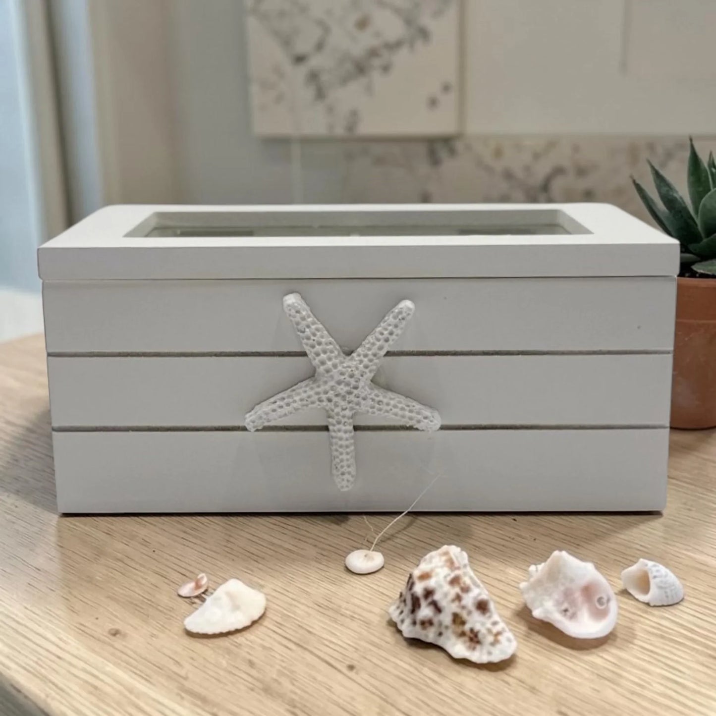 White Rectangle Timber Box - 10cm