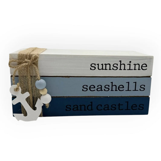 Beach Book Stack Table Decor - 10cm