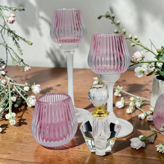 Parlour Crystal Clear & Gold Bottle Round Taper 8cm