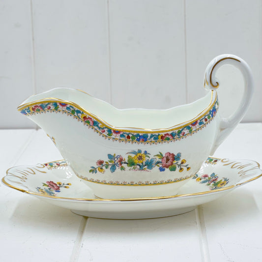 Coalport Ming Rose Gravy Boat and Saucer