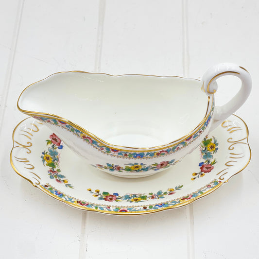 Coalport Ming Rose Gravy Boat and Saucer