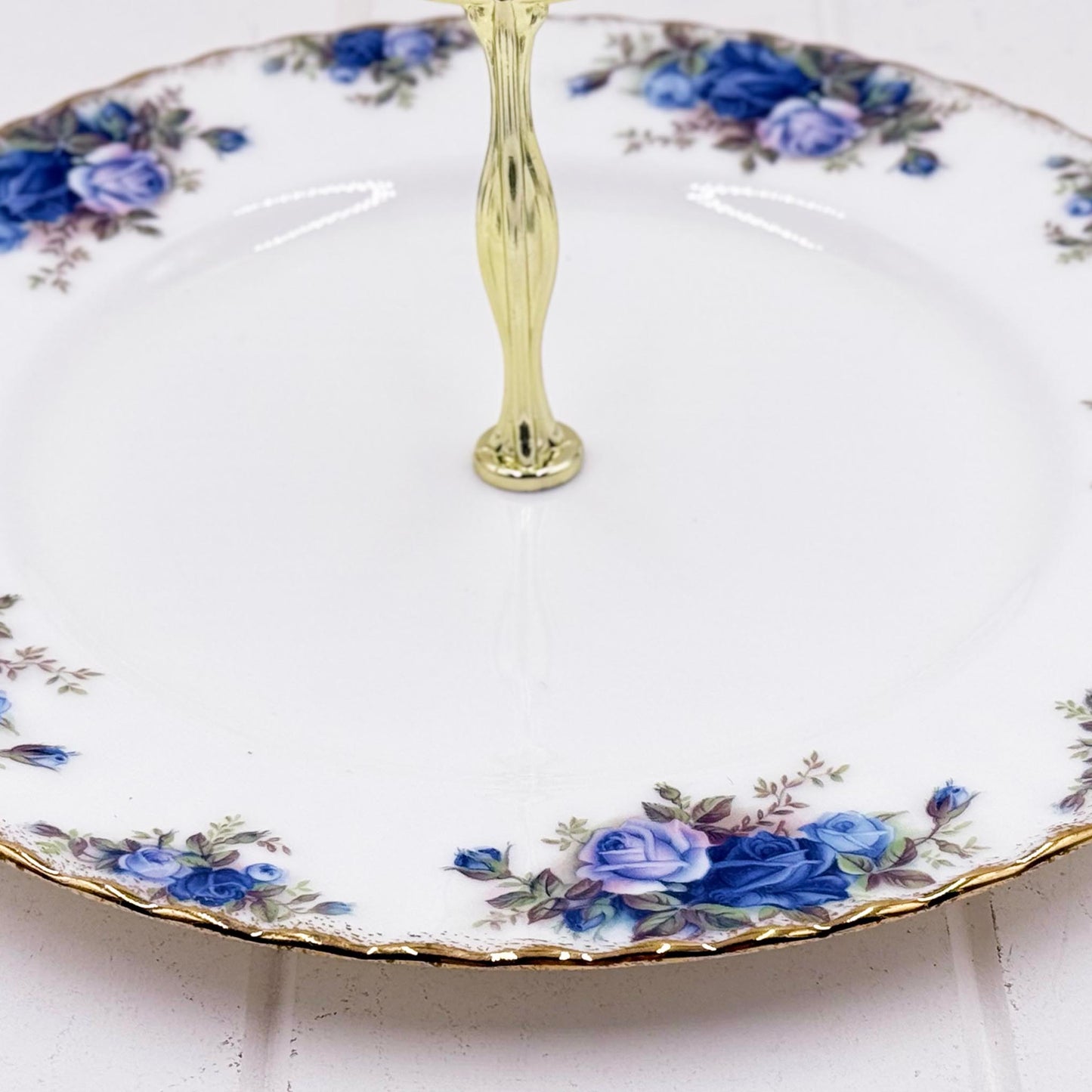 Royal Albert Moonlight Rose Single-Tier Cake Plate — Vintage Bone China, Made in England
