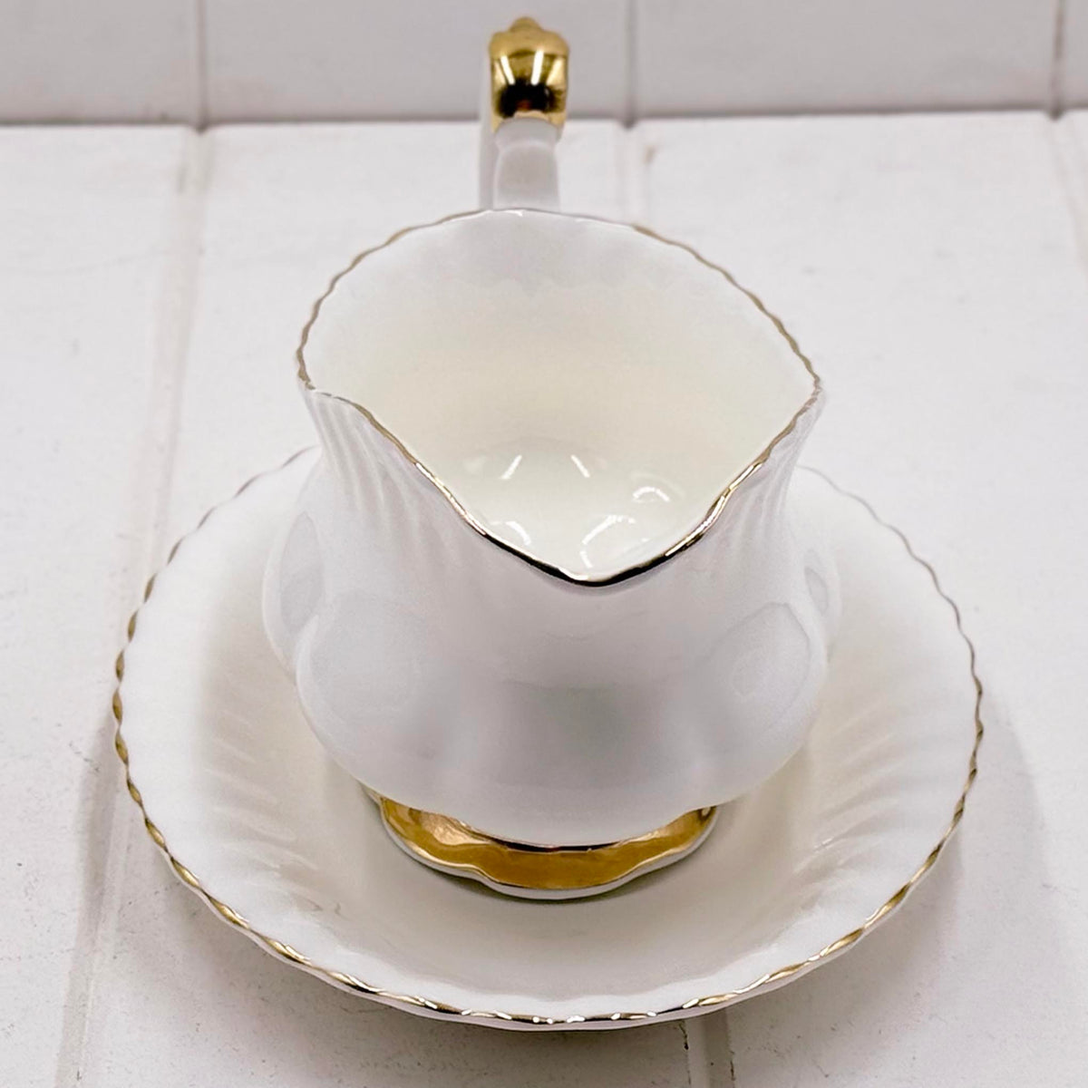 Royal Albert Val D’Or Gravy Boat & Stand — Second Quality, Vintage Bone China, Made in England