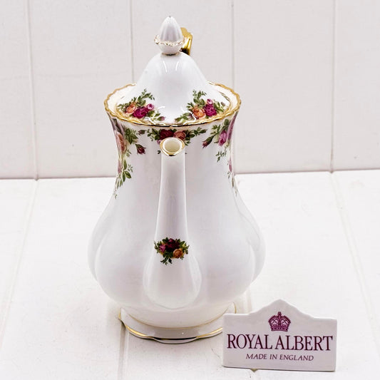 Royal Albert Old Country Roses Coffee Pot — Large 26cm, Vintage Bone China, Made in England