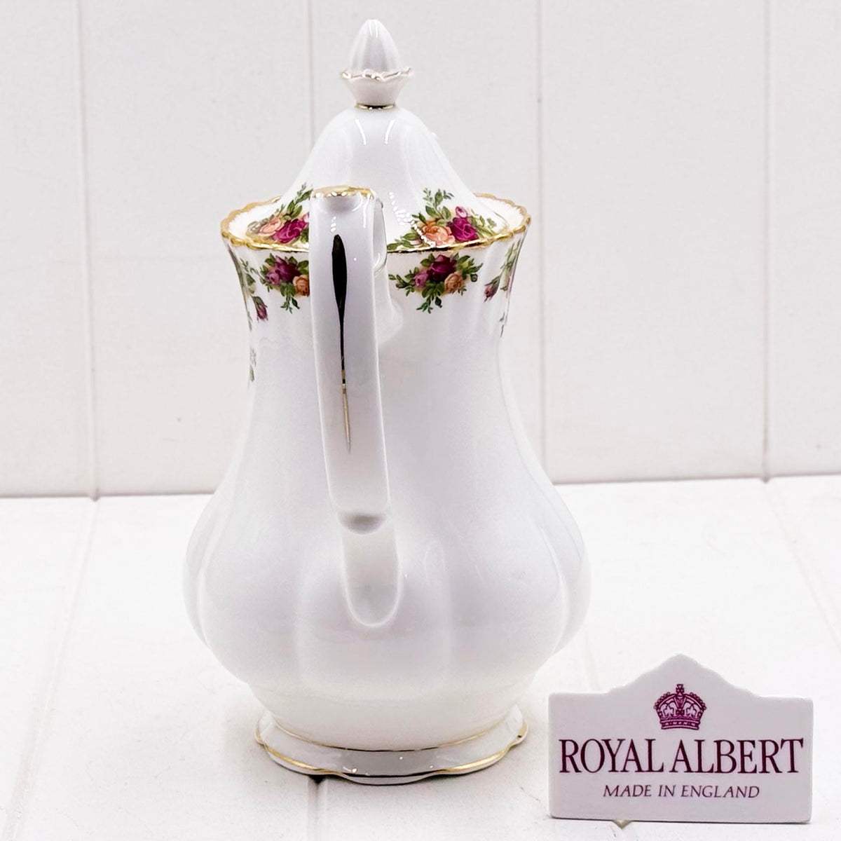 Royal Albert Old Country Roses Coffee Pot — Large 26cm, Vintage Bone China, Made in England