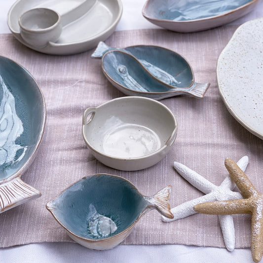 Coastal Blue Small Fish Bowl - Handcrafted Stoneware