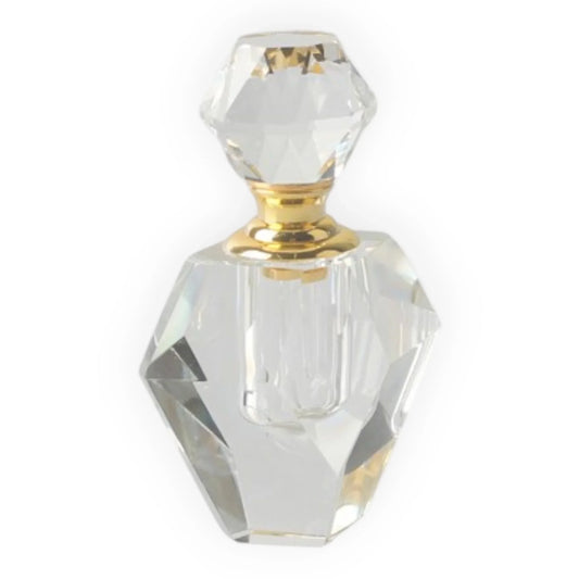 Parlour Crystal Clear & Gold Bottle Round Taper 8cm