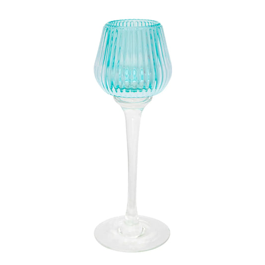 Amelia Glass Ribbed Votive Mint Large 22cm