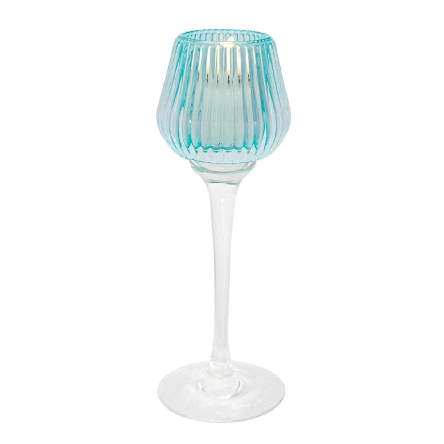 Amelia Glass Ribbed Votive Mint Large 22cm
