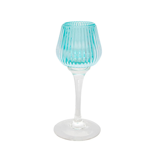 Amelia Glass Ribbed Votive Mint Medium 17cm