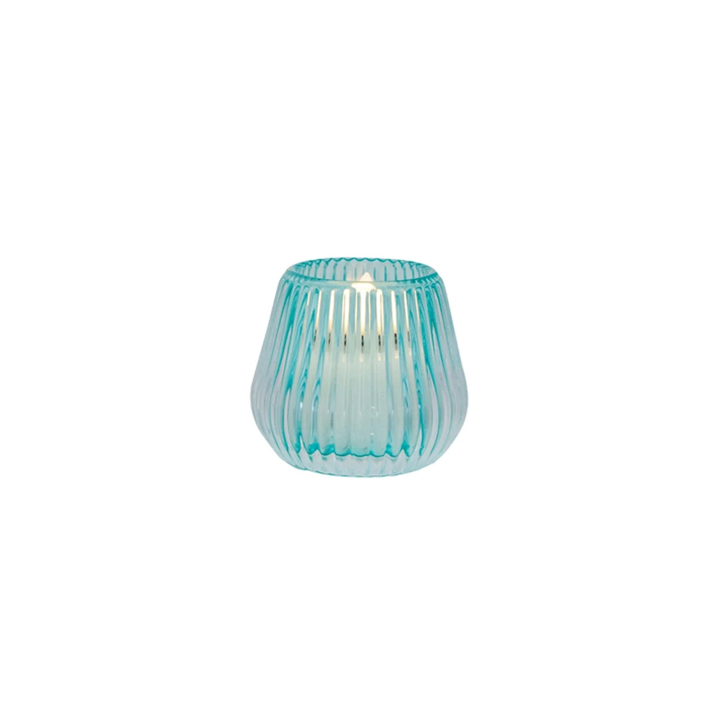 Amelia Glass Ribbed Votive Mint Small 8cm
