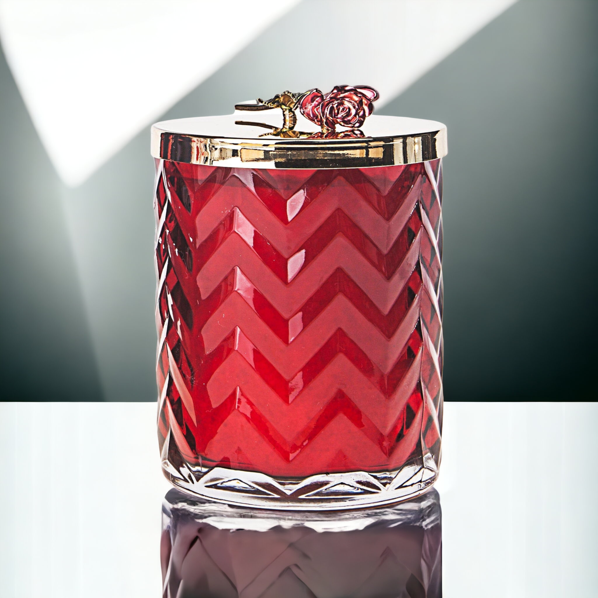 Cote Noire Red Herringbone Candle with Scarf
