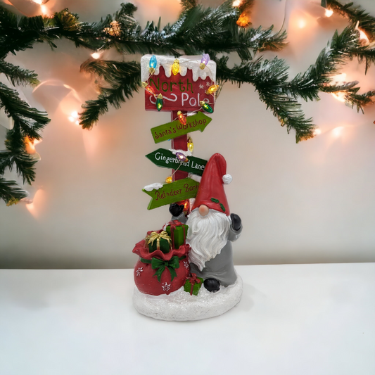 Light-Up Gnome North Pole Sign.