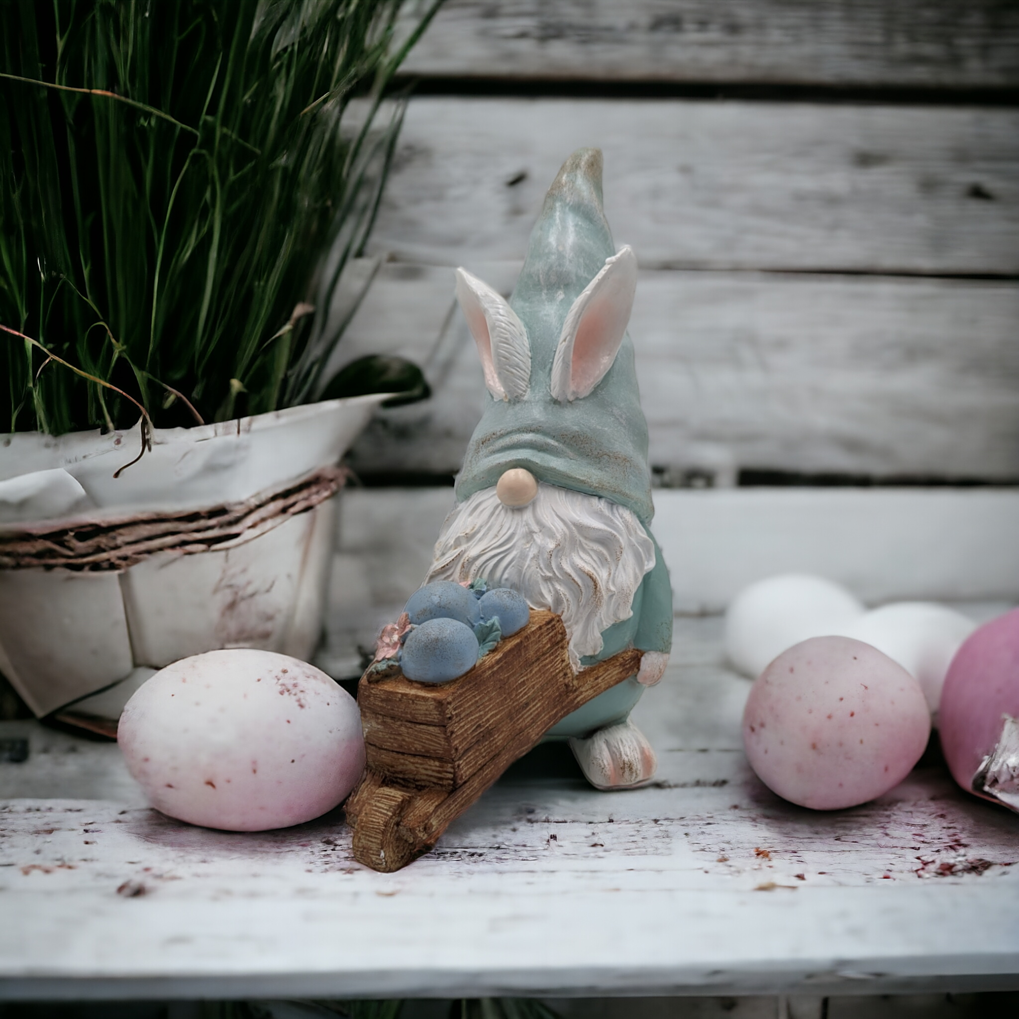 Gnome with Easter Egg Wheelbarrow