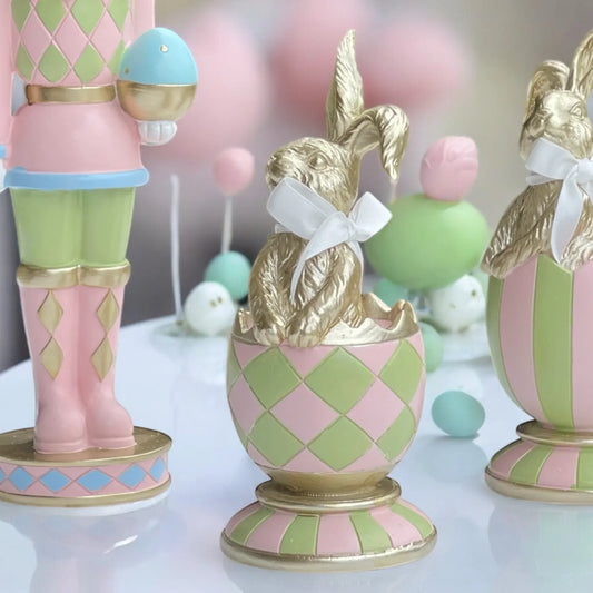 19cm Pink & Green Diamond Luxe Egg - Exquisite Homewares