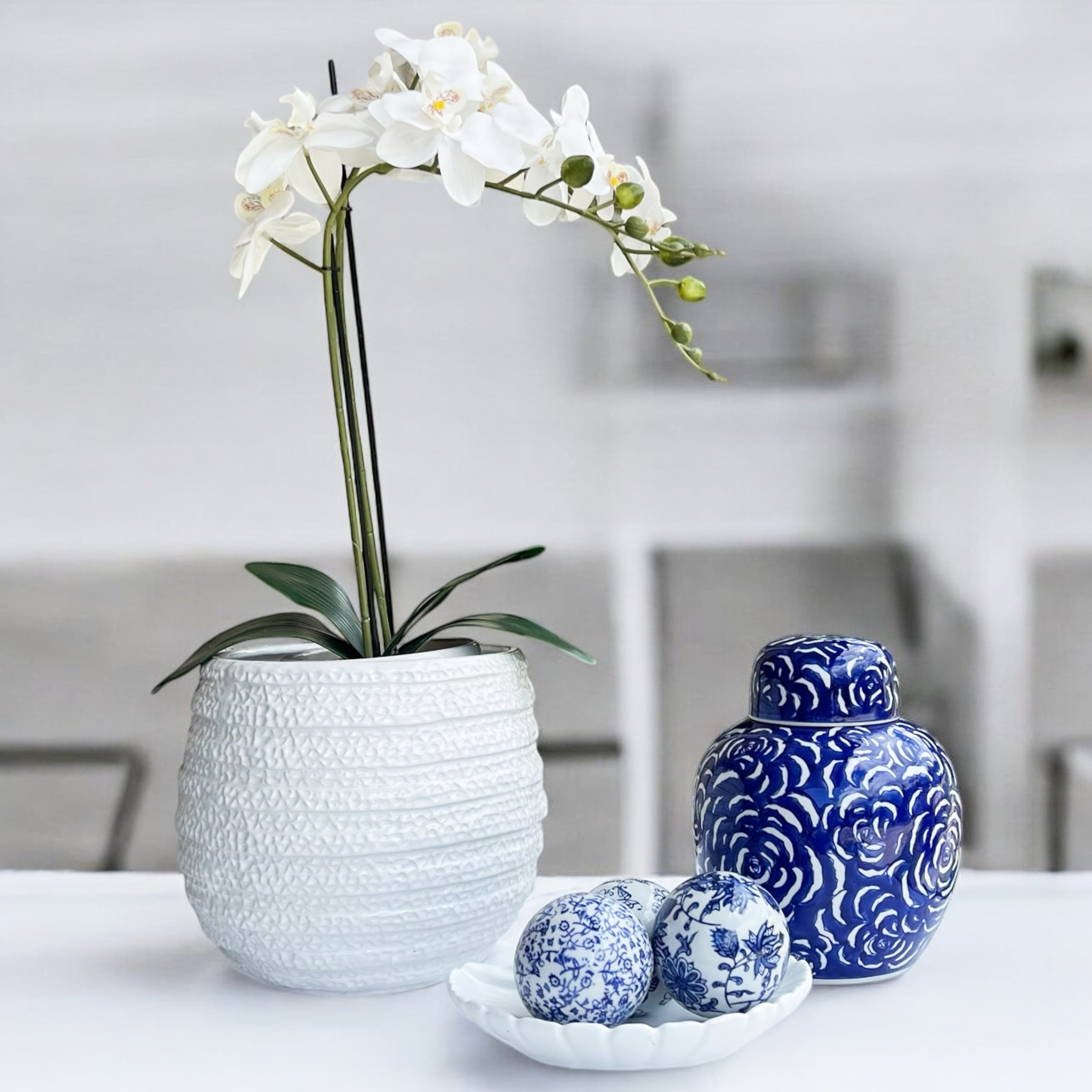 Blue Willow Set of 3 Blue & White Deco Balls
