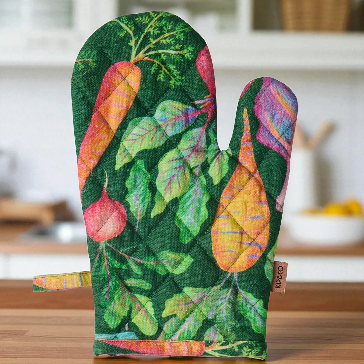 Veggie Soup Oven Mitt - Quilted Linen Cotton Heat Protection