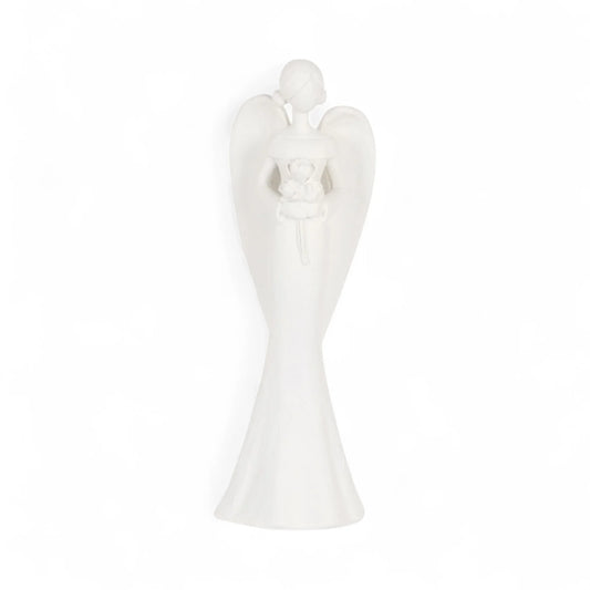 White Etched Angel With Flowers