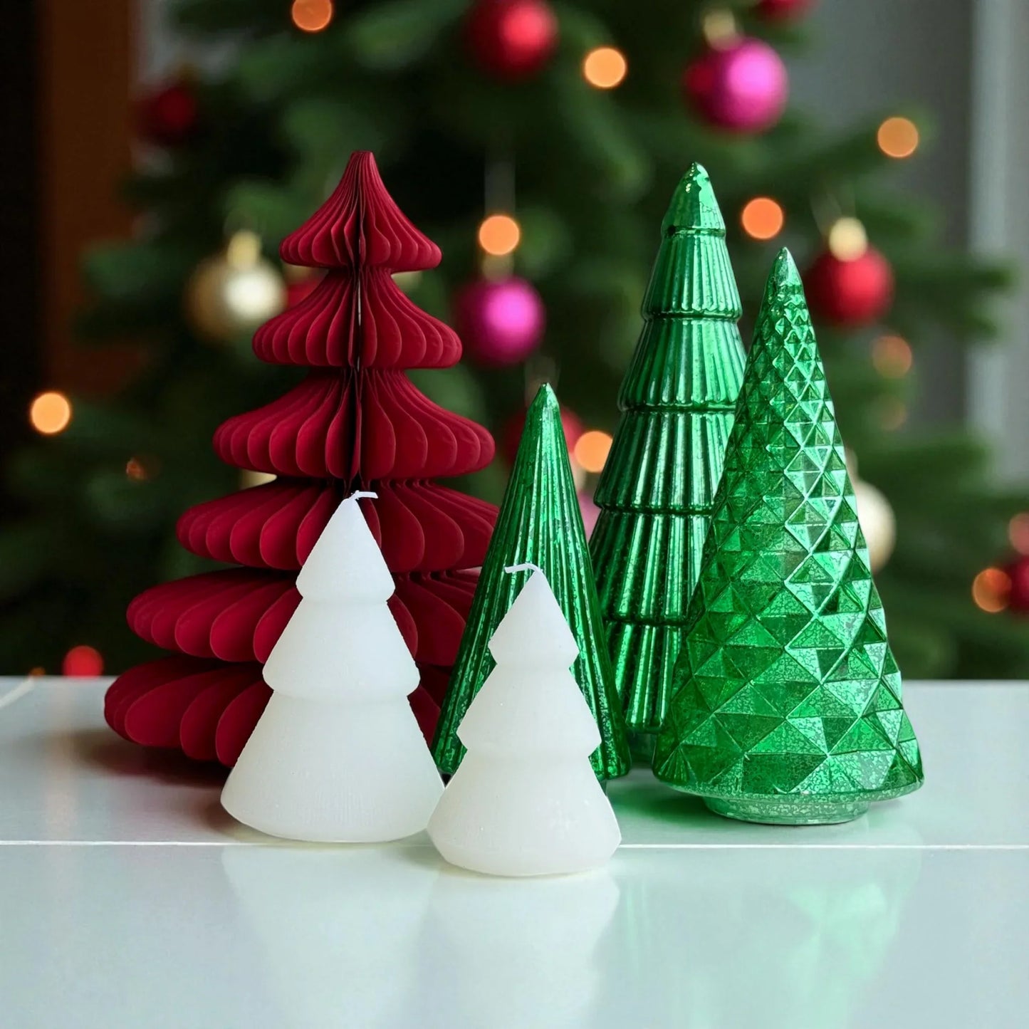 Christmas Tree Dec Paper 12x12x30cm Red