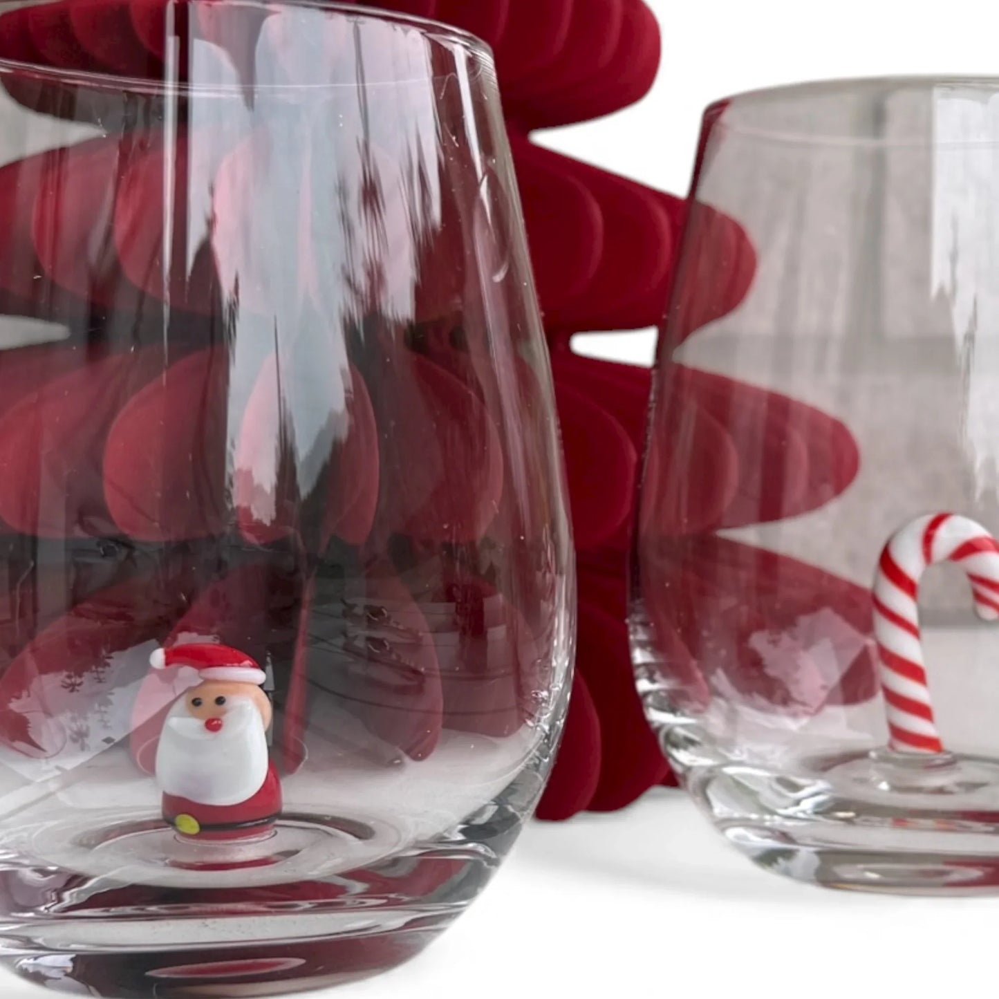 Christmas Santa Glass Glass 9x12cm Clear/Red