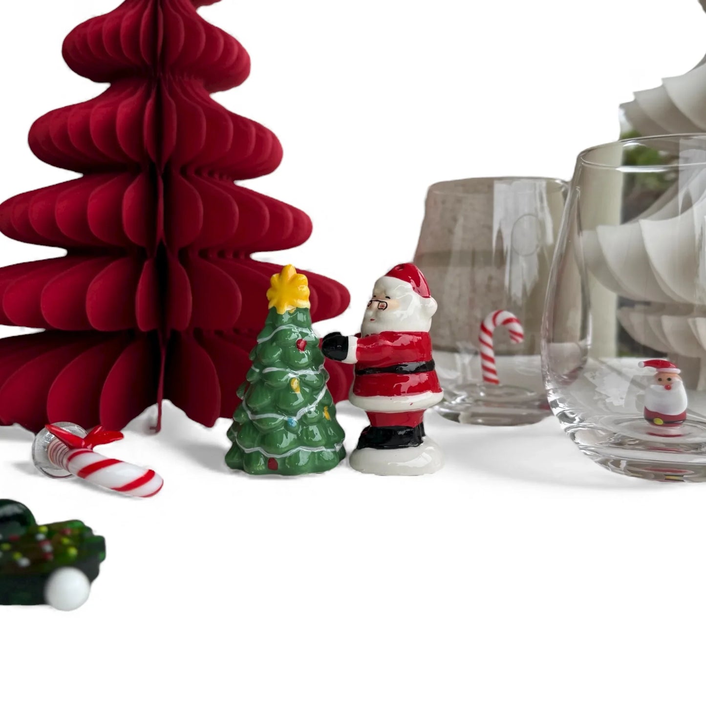 Christmas Santa Glass Glass 9x12cm Clear/Red