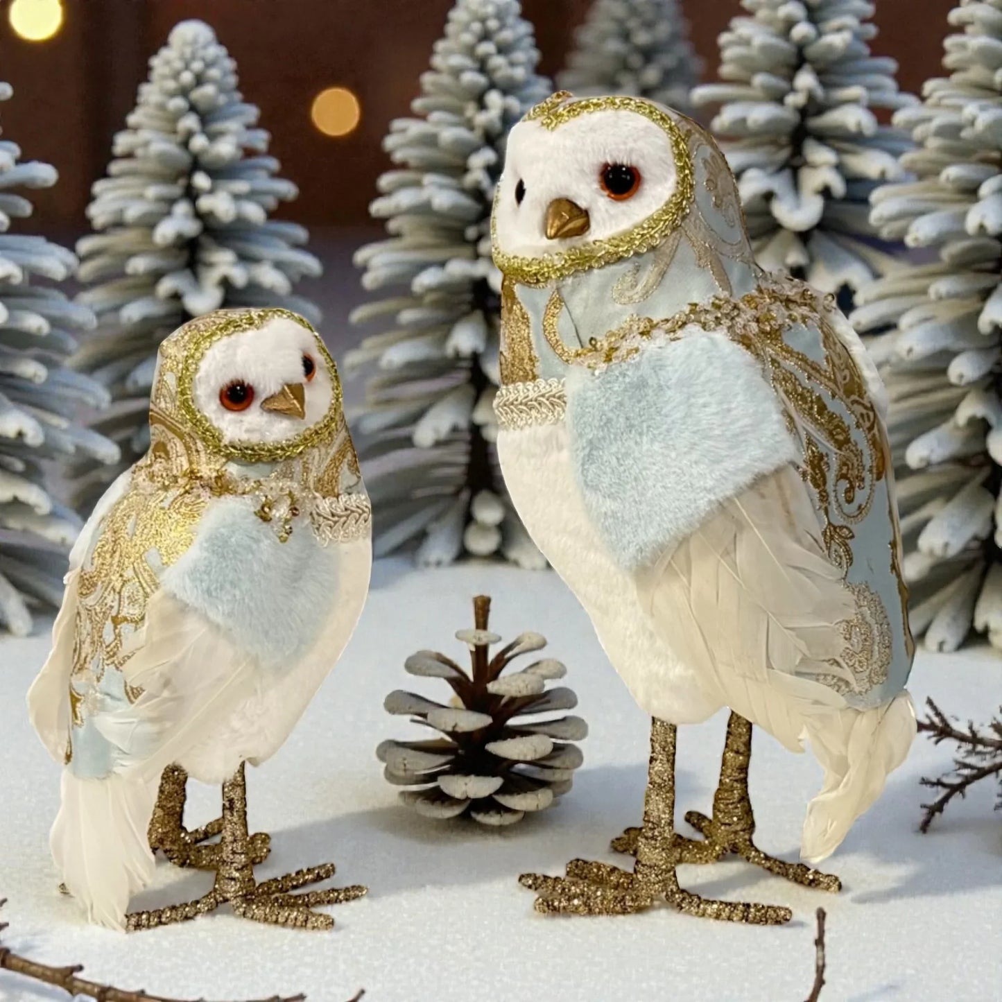 Exquisite Blue Jacquard Owl - 25cm