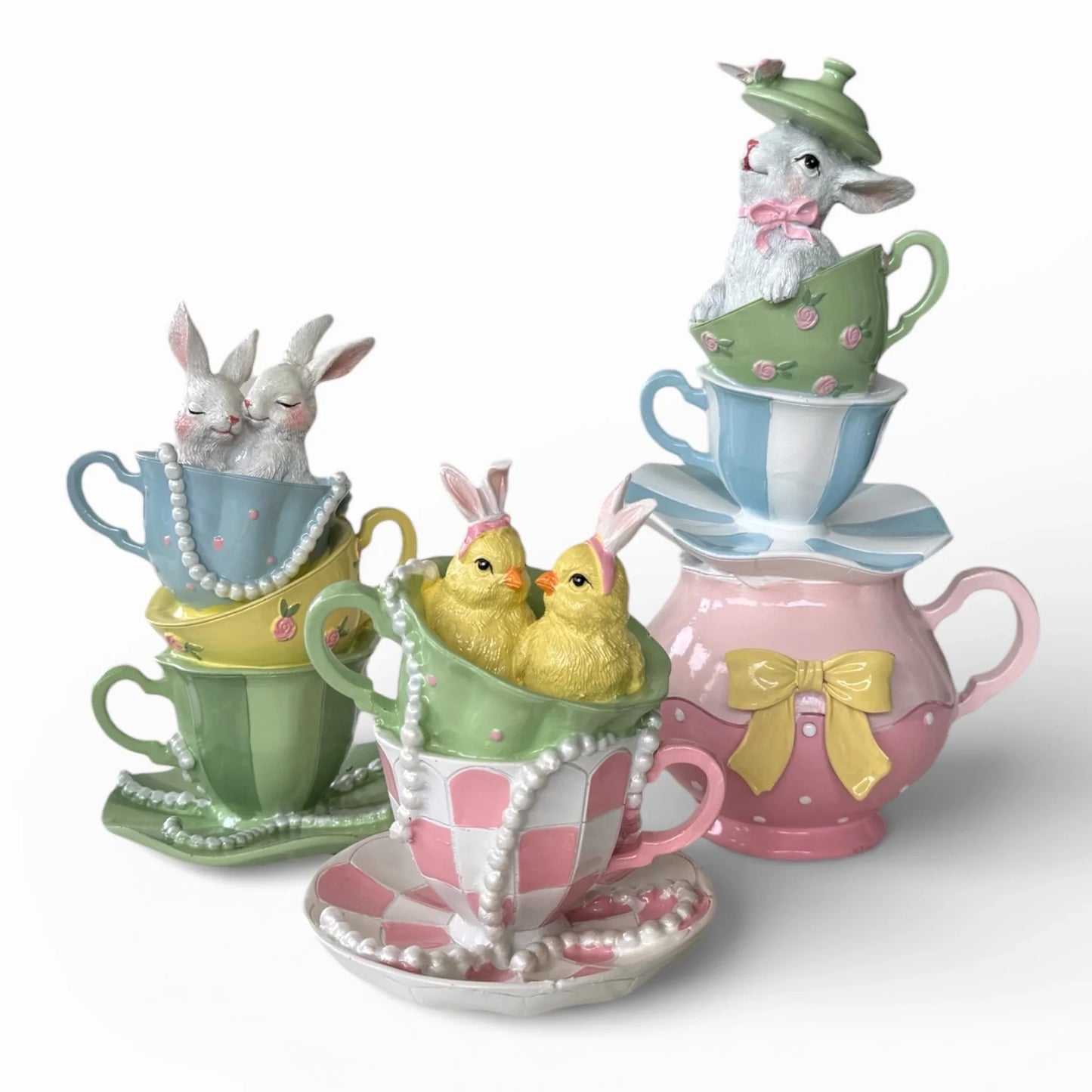 Sweet Teapot Bunny 2 Teacups - 26cm