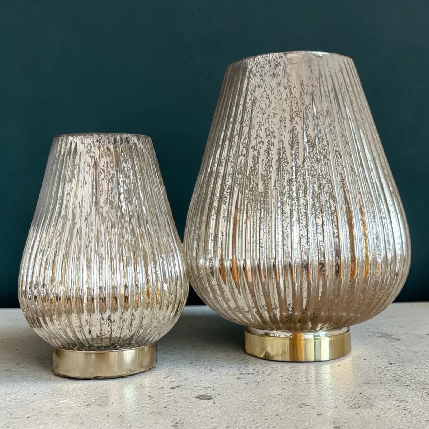 Large Silver Glass LED Vase 27cm