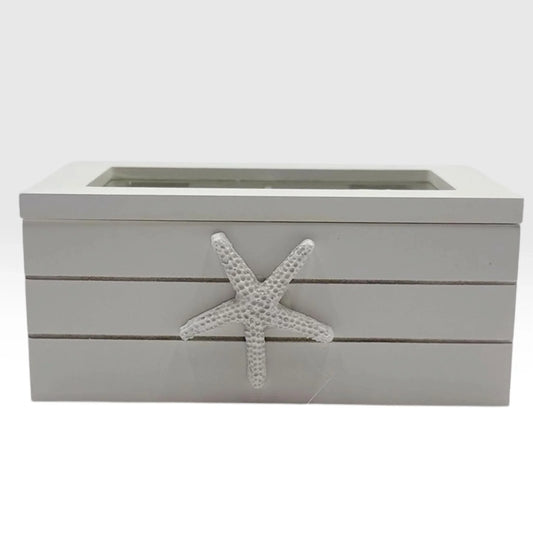White Rectangle Timber Box - 10cm