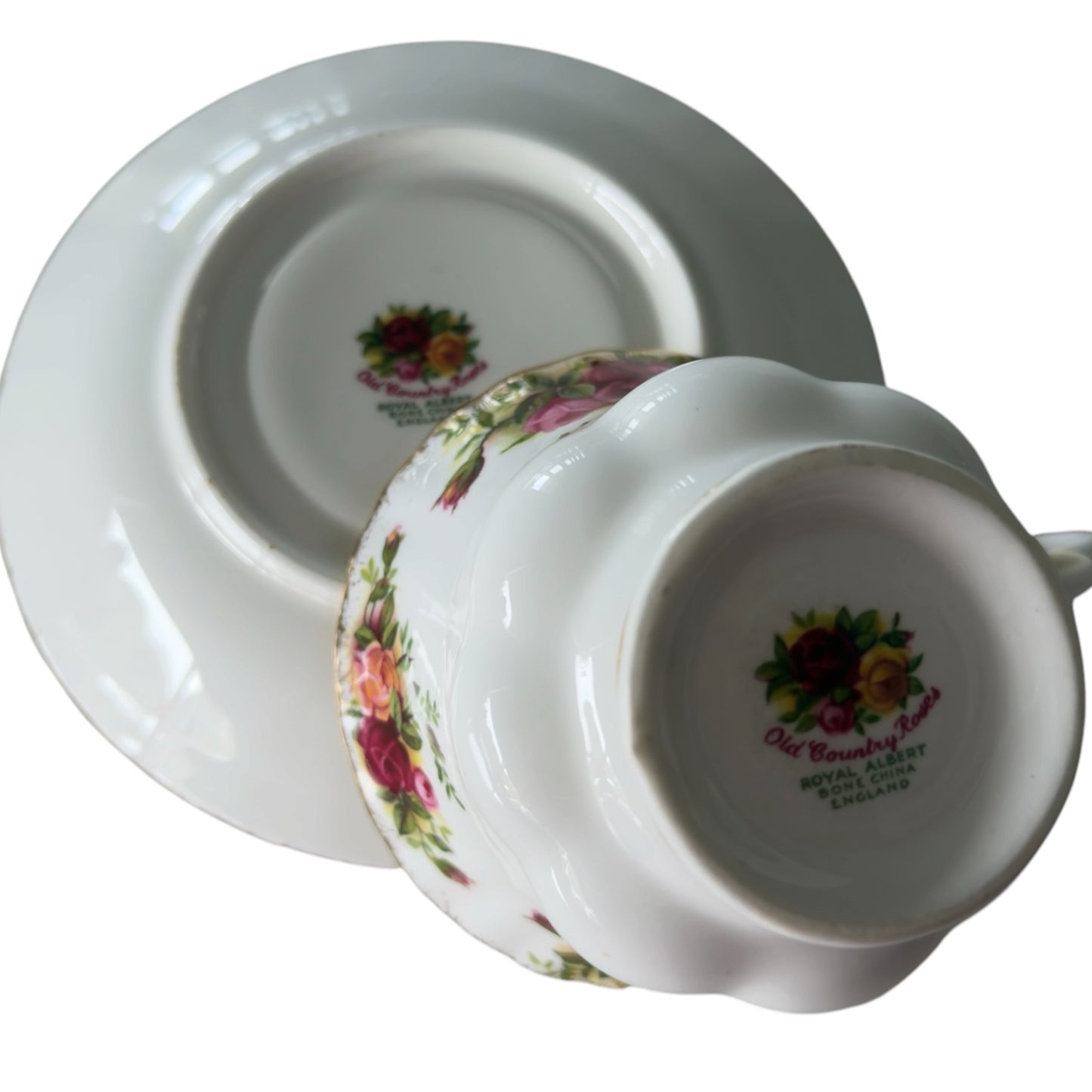 Royal Albert Old Country Roses Cup & Saucer Duo — Mild Rubbed Gilding