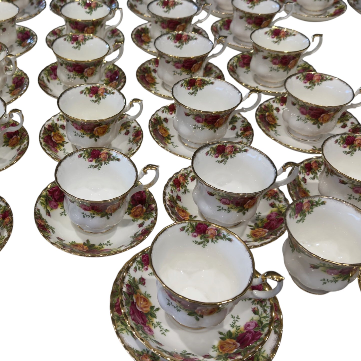 Royal Albert Old Country Roses Cup & Saucer Duo — Mild Rubbed Gilding