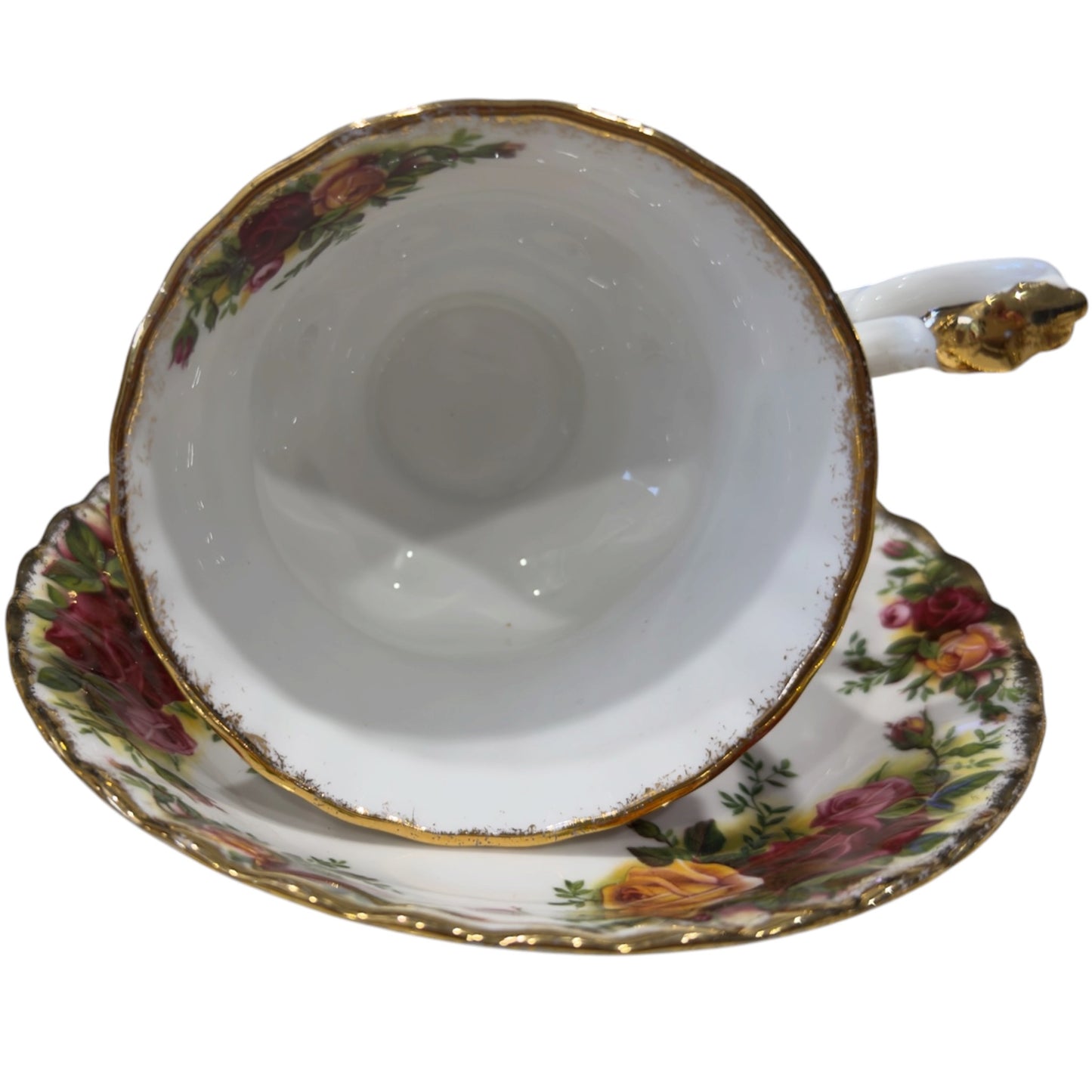 Royal Albert Old Country Roses Cup & Saucer Duo — Mild Rubbed Gilding